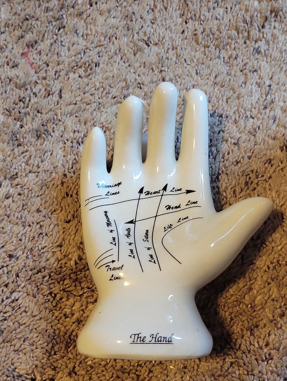 Ceramic Palmistry Hand Figurine in White -